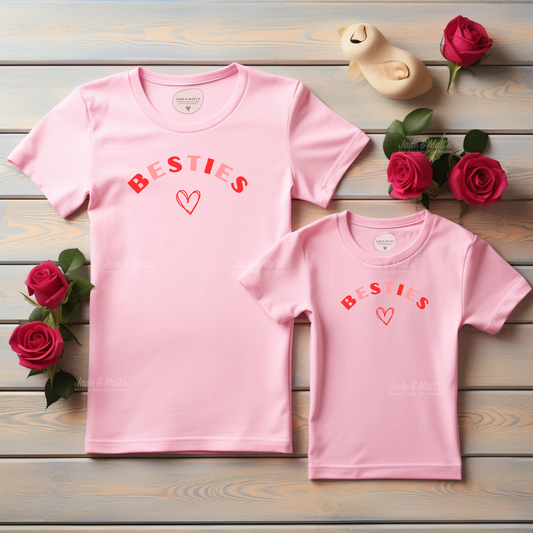 BESTIES Two Tone Matching T-shirts | Pink