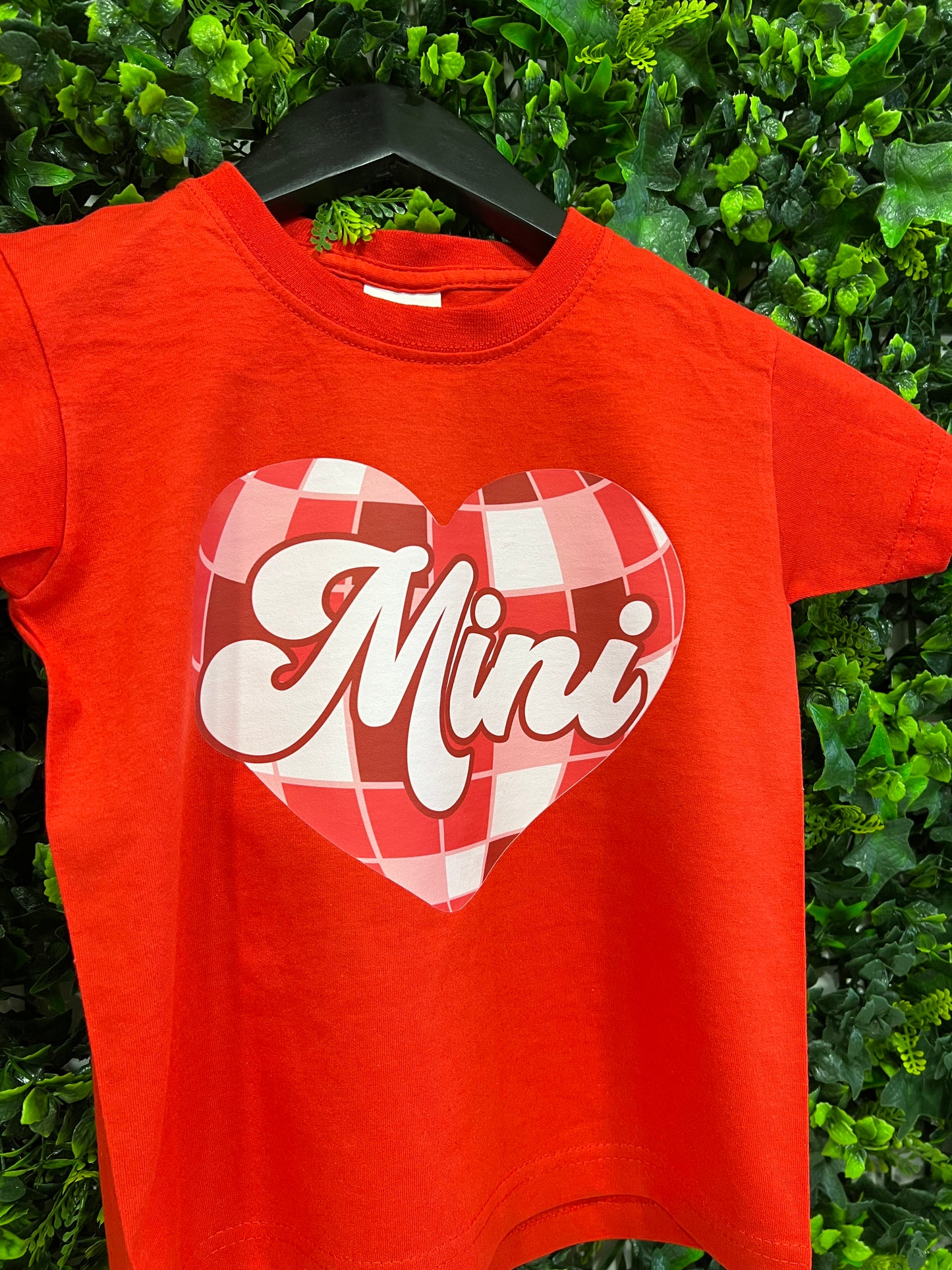 Mama & mini red chequered heart Matching T-shirts | Red