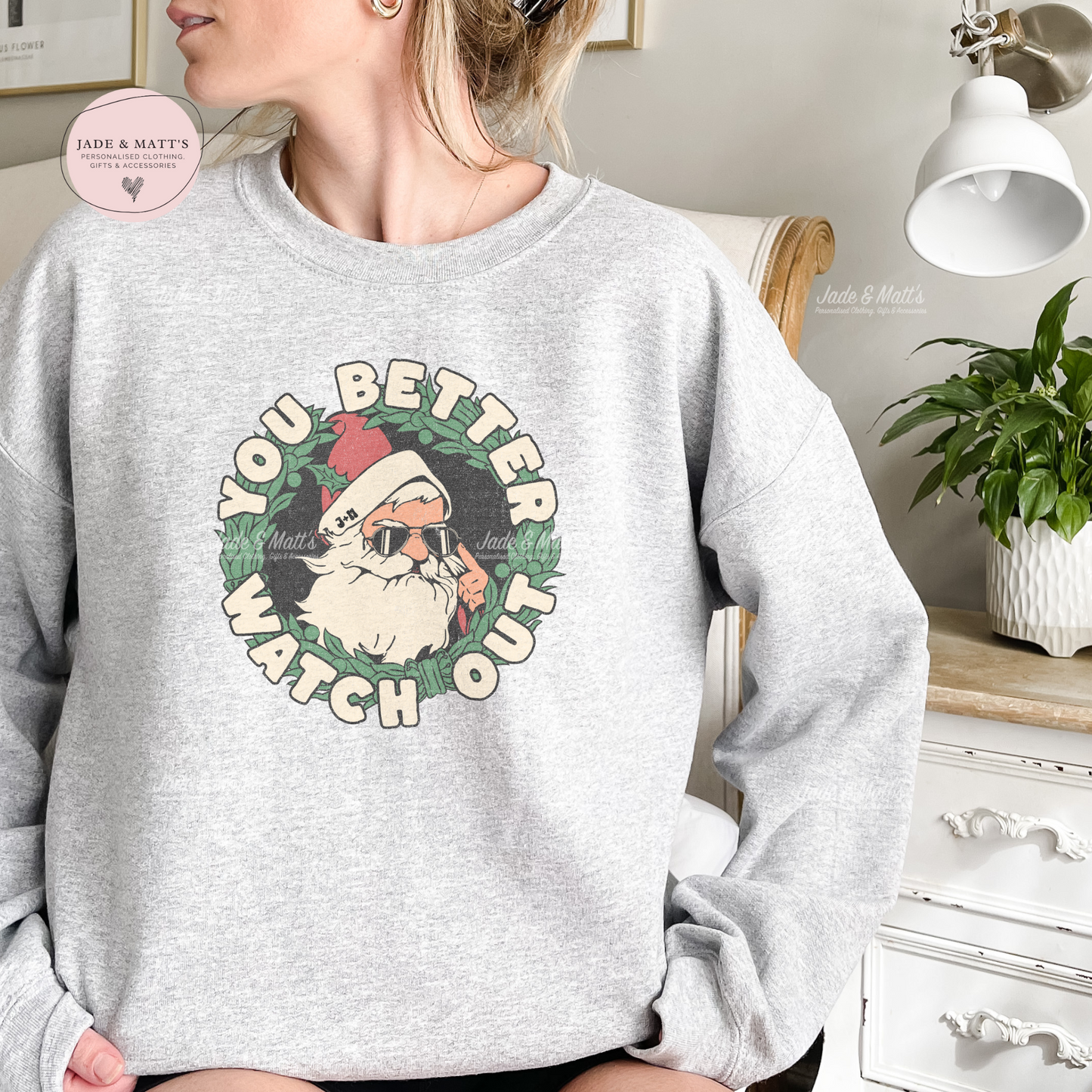 You Better Watch Out | Christmas Jumper | Heather Grey