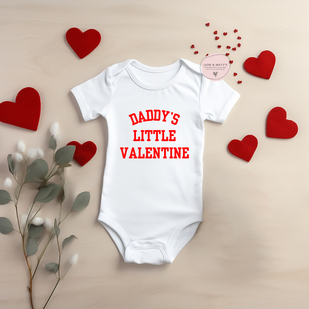 Daddy's Little Valentine Bodysuit Babygrow | Printed