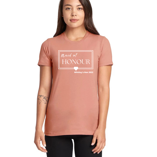 Maid of Honour Hen Party T-shirts | Desert Pink