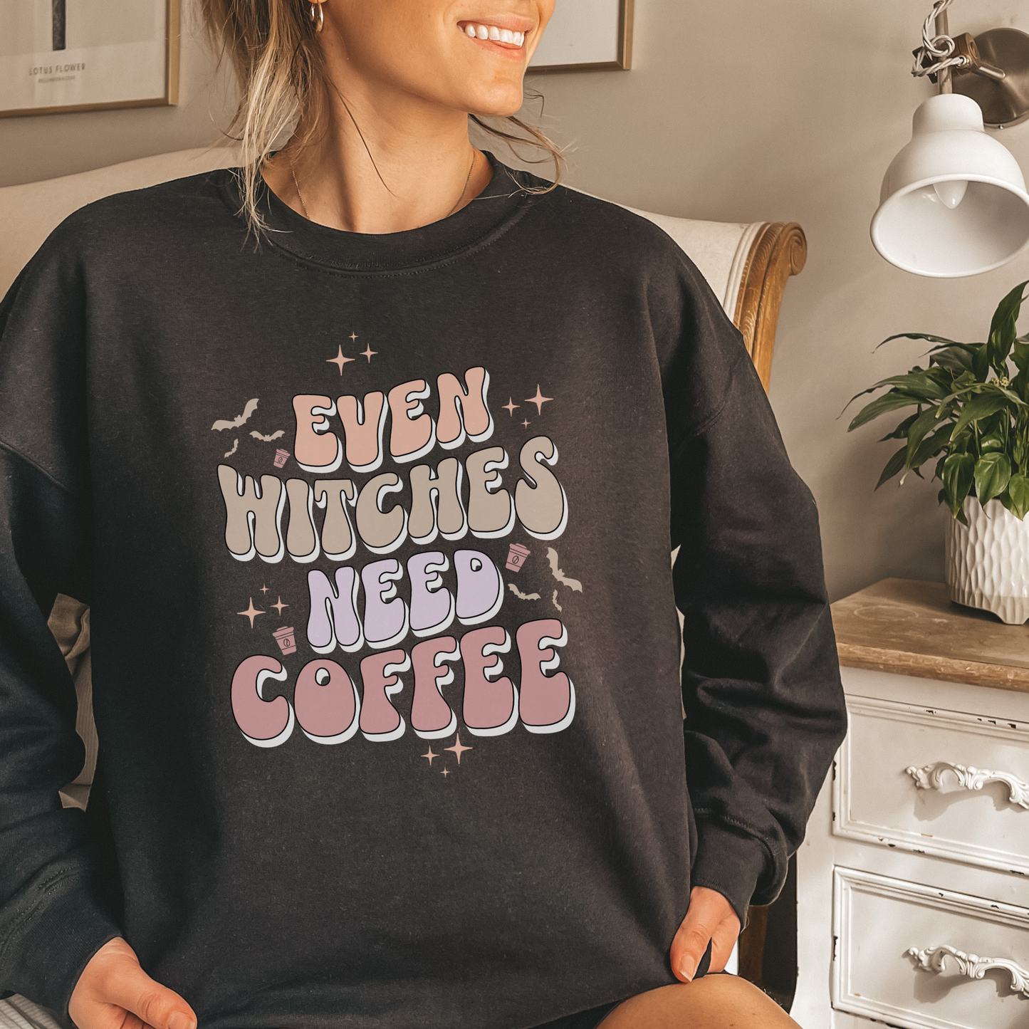 Even Witches Need Coffee | Unisex Sweatshirt | Black