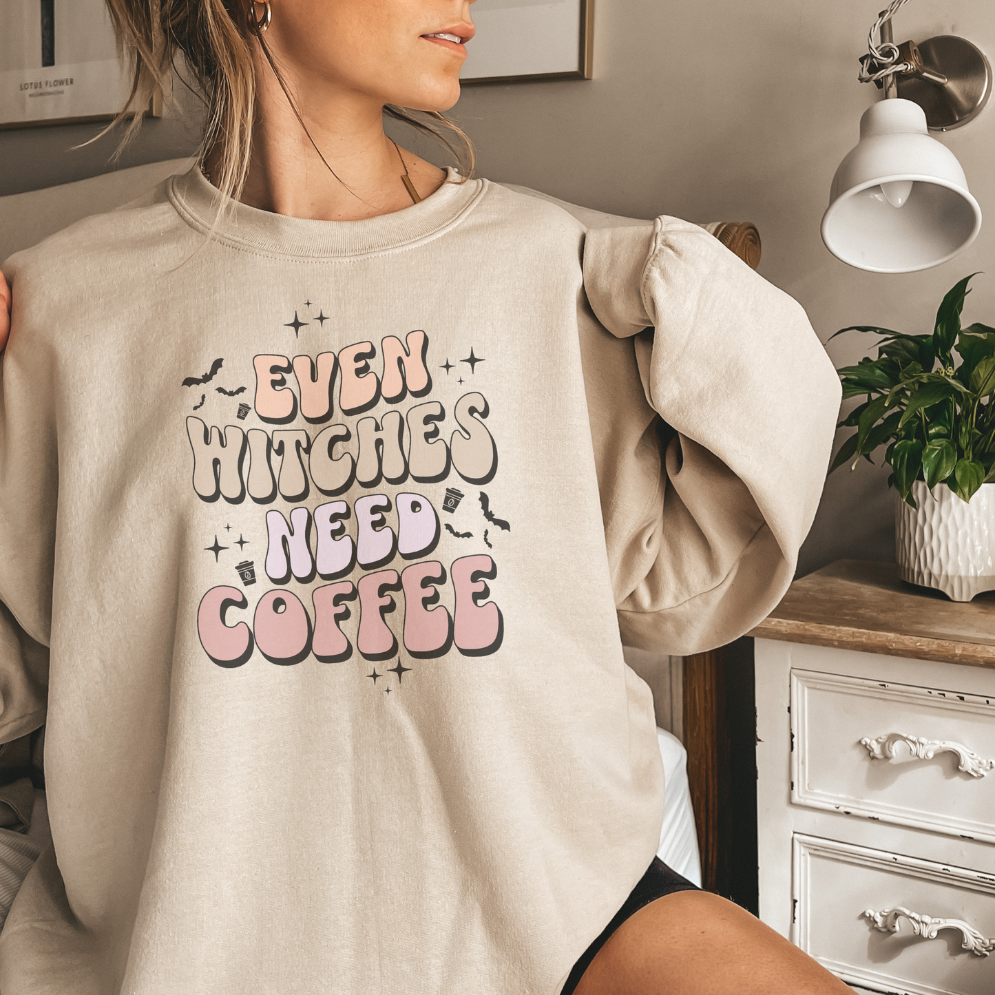 Even Witches Need Coffee | Unisex Sweatshirt | Sand