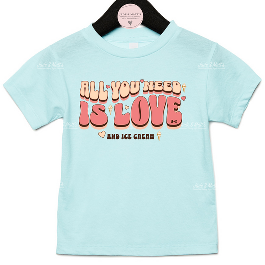 Love & Ice cream | Children's tee | Ice Blue