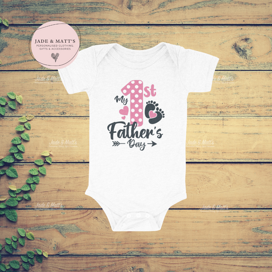 My First Father's Day Baby Bodysuit | Baby feet Pink