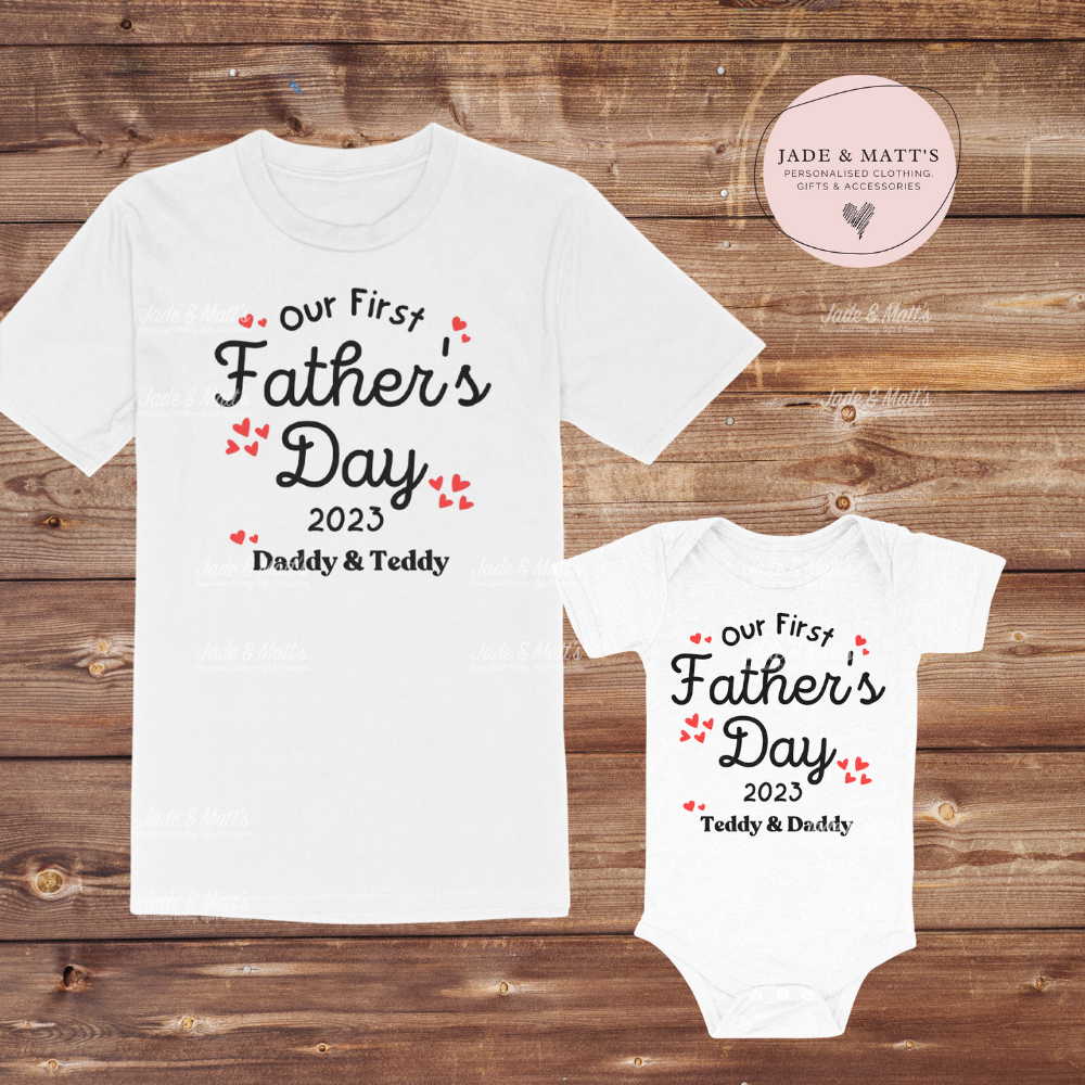 Our First Father's Day | Matching T-shirt & Baby Body suit