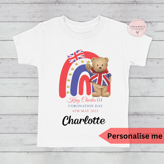 Kings Coronation 2023 |  Bear Rainbow | children's t-shirts - white