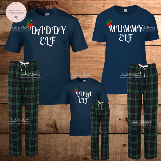 Family Christmas Pyjamas | Elf Personalised pjs | matching sets |