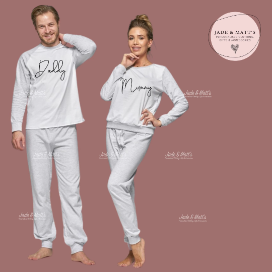 Family Pyjamas | Personalised Pjs | Grey Cotton