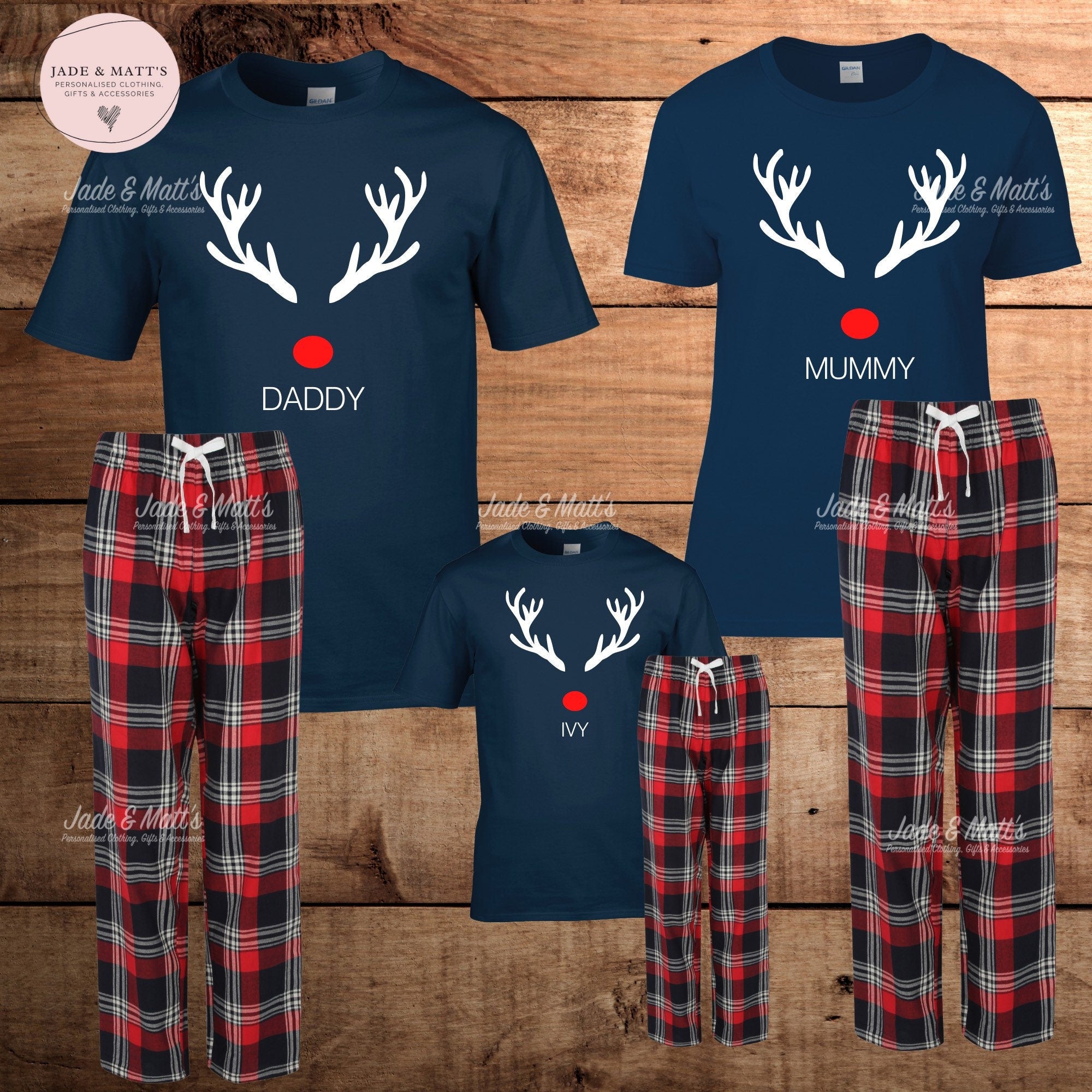 Family christmas pyjamas personalised hot sale