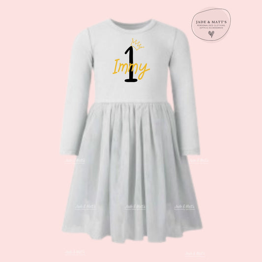 Kids Birthday Dress | Personalised Grey