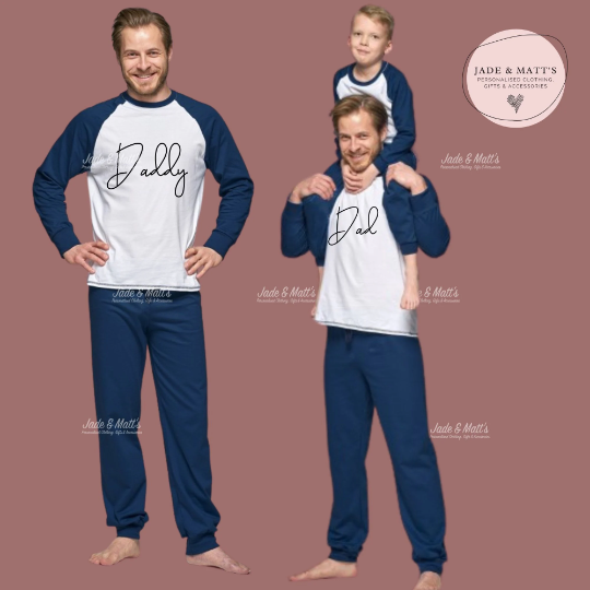 Father & Son Pyjamas | Personalised Pjs | Navy Cotton