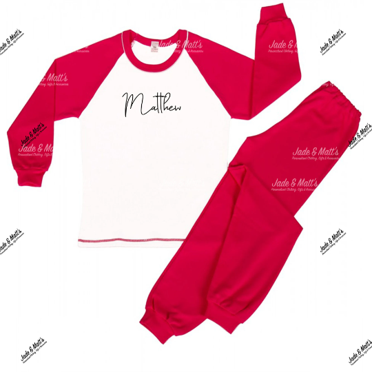 Family Pyjamas | Personalised Pjs | Red Cotton