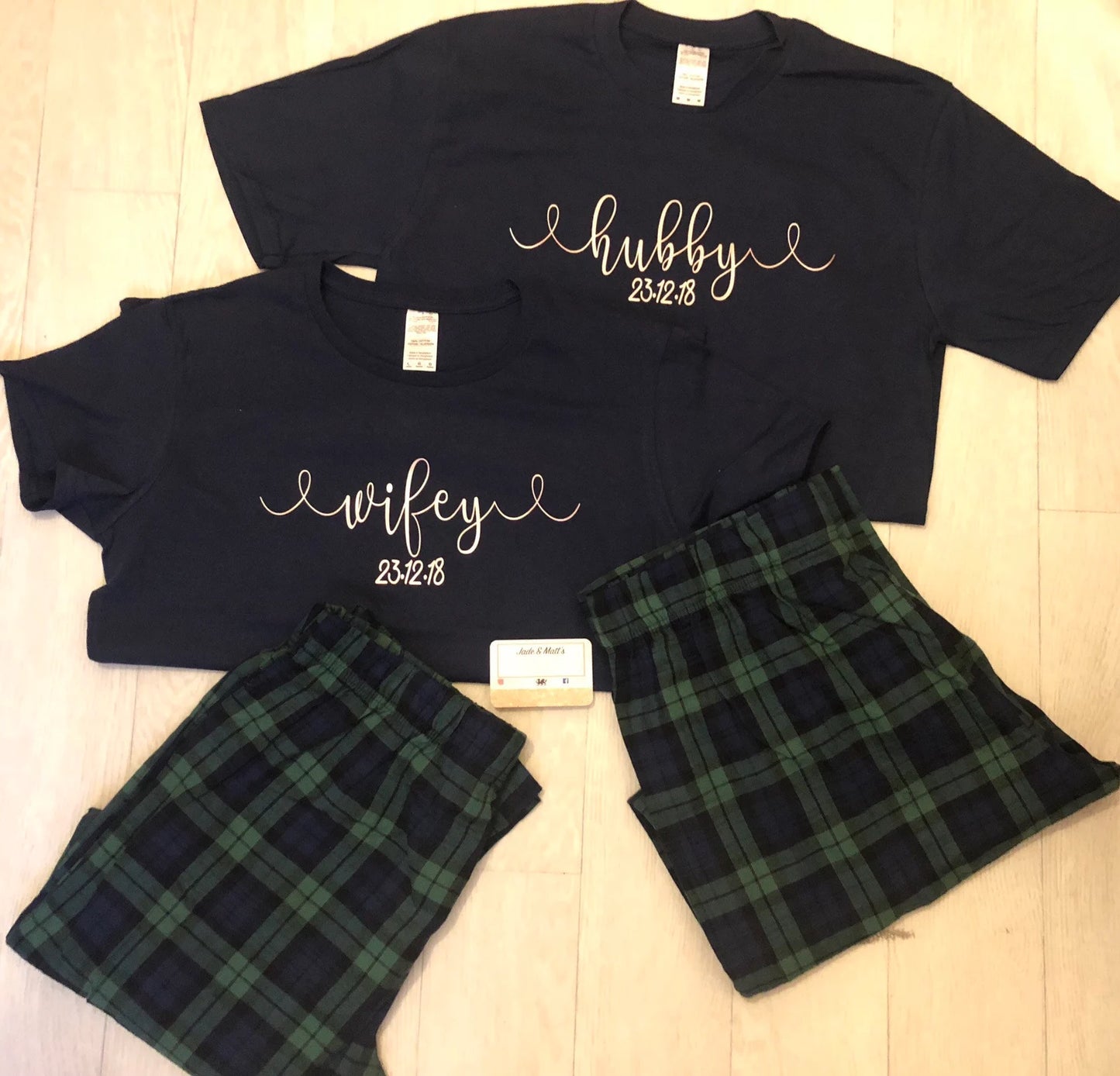 Wifey & Hubby  | Matching His & Hers Pjs | Personalised